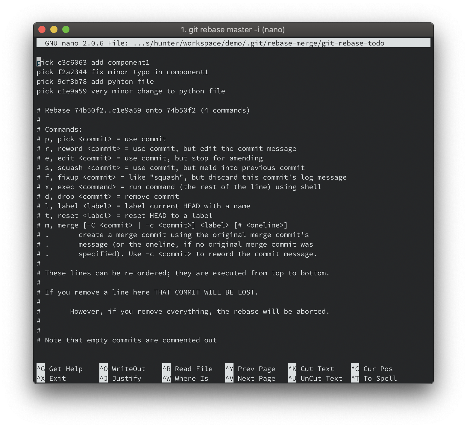 git rebase screenshot git interactive rebase screenshot