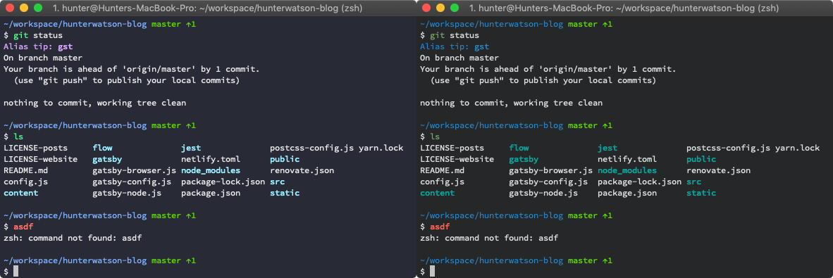 iTerm2 Color Preset Comparison Screenshot